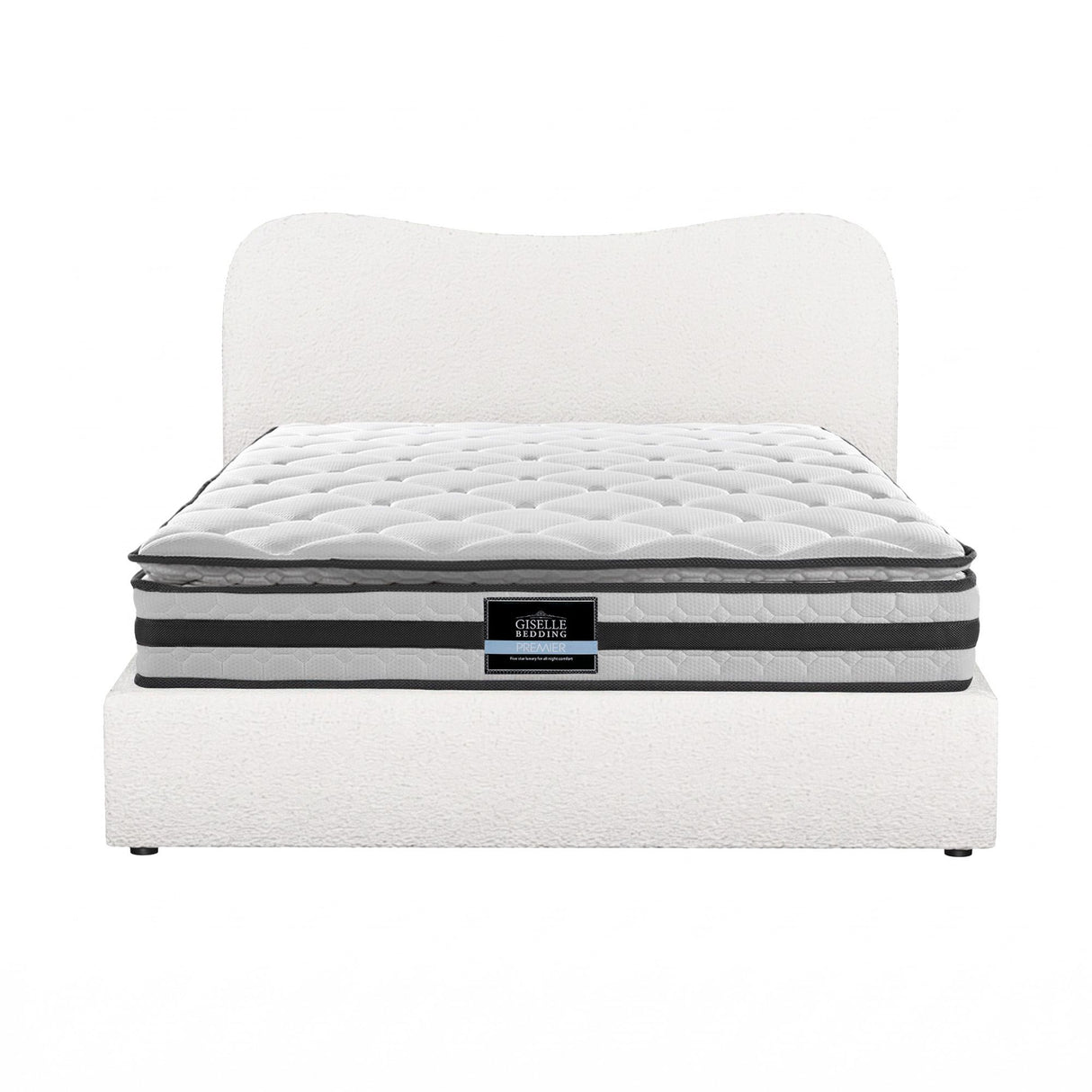 Giselle 21cm Bonnell Pillow Top Mattress Artiss Double Boucle Bed Frame Set