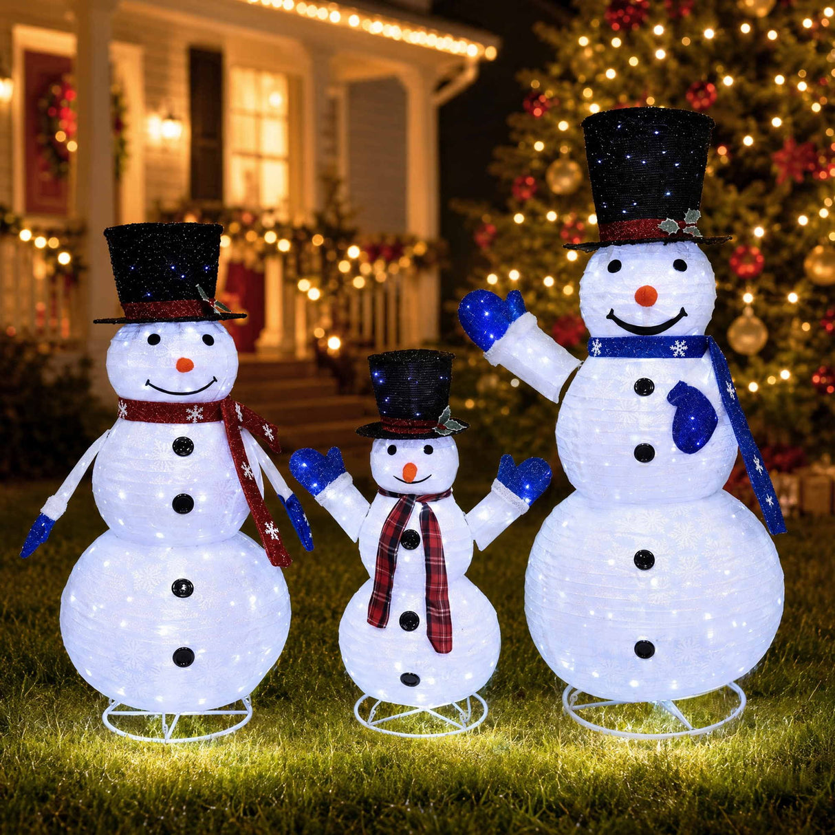 3 PCS Christmas Lights 330 LED Fairy Light Snowman Decorations Jingle Jollys
