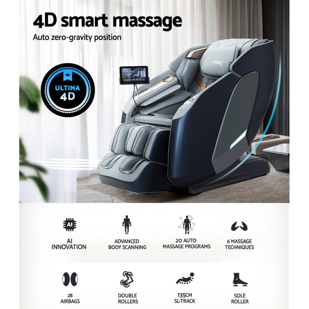 Livemor 4D Massage Chair Recliner SL Track Full Body Zero Gravity Massager Heated AI Body Scan Melisa