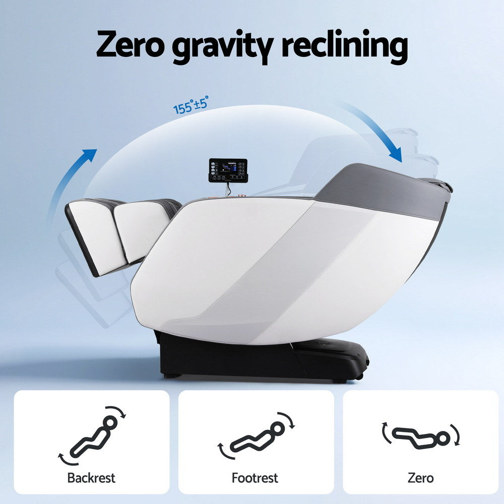 Livemor Massage Chair Electric Recliner Double Core Mechanism Massager ROWA White