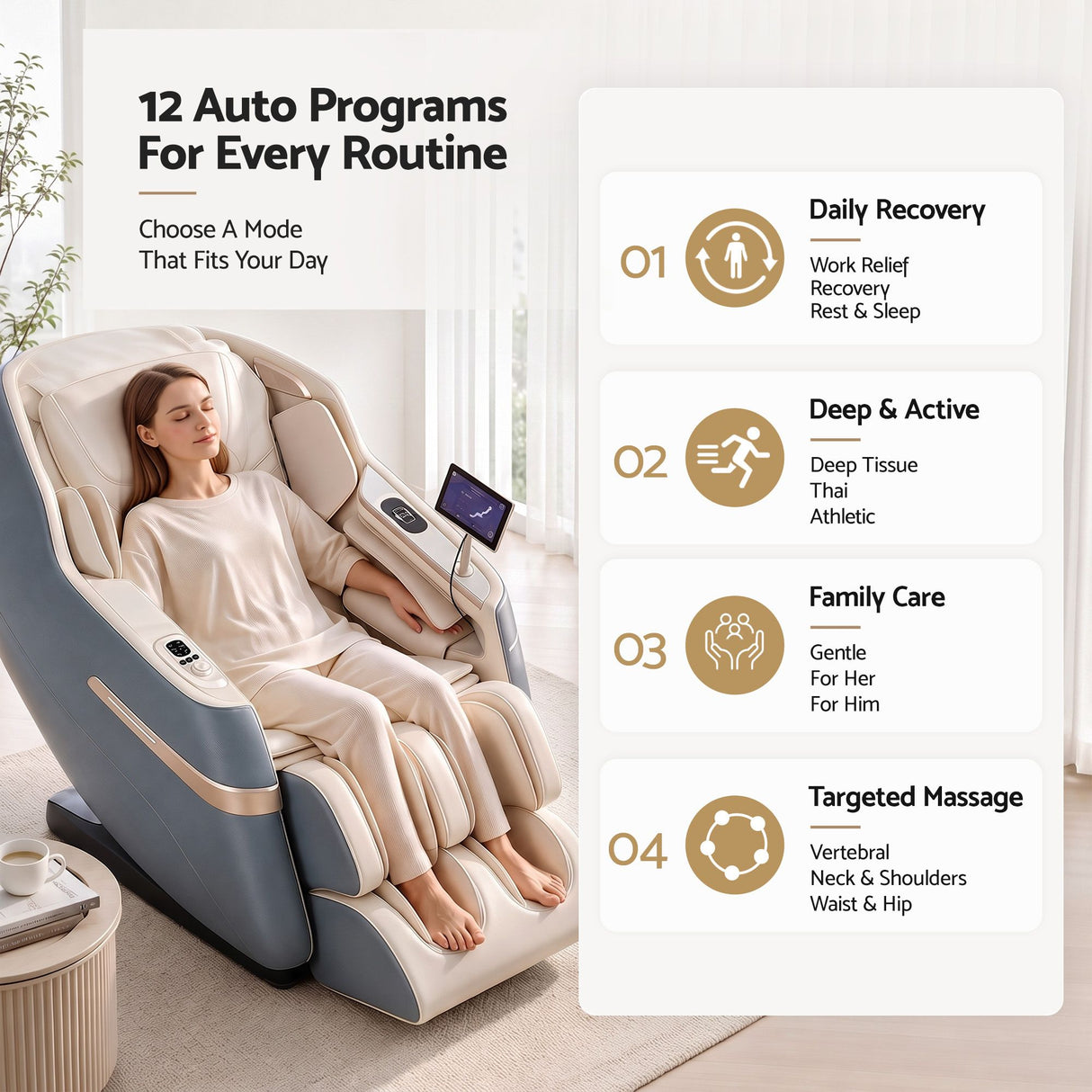 Livemor 4D Massage Chair Recliner SL Track Full Body Zero Gravity Massager Heated AI Body Scan SINA