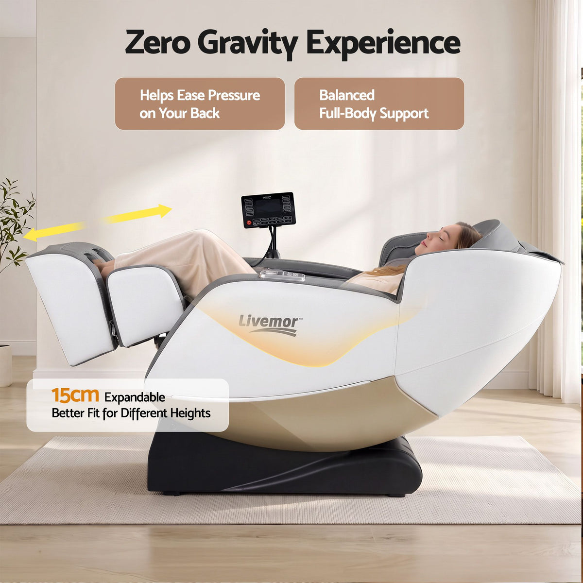 Livemor Beryl Full Body Massage Chair, Airbags Massage, Zero Gravity, with Heat, Electric Recliner