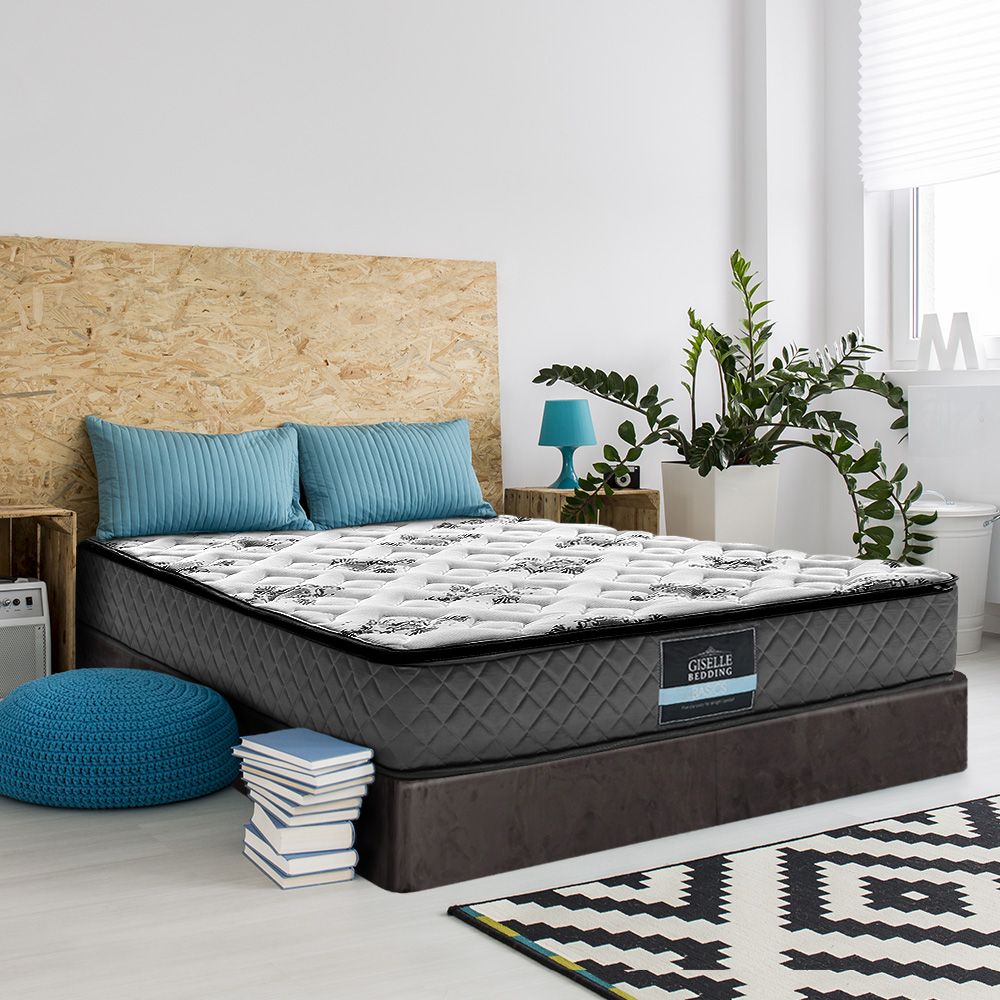 Giselle Bedding Queen Mattress 24cm Pillow Top Bonnell Spring Egg Crate