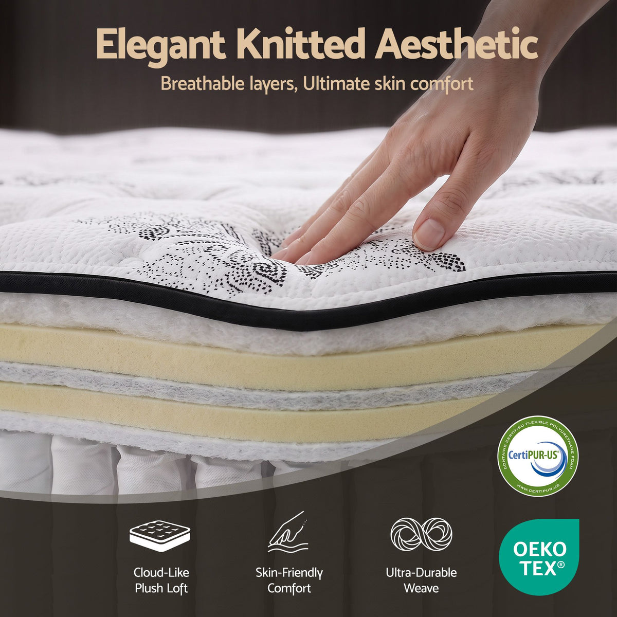 Giselle Bedding 34cm Mattress Euro Top Pocket Spring Queen