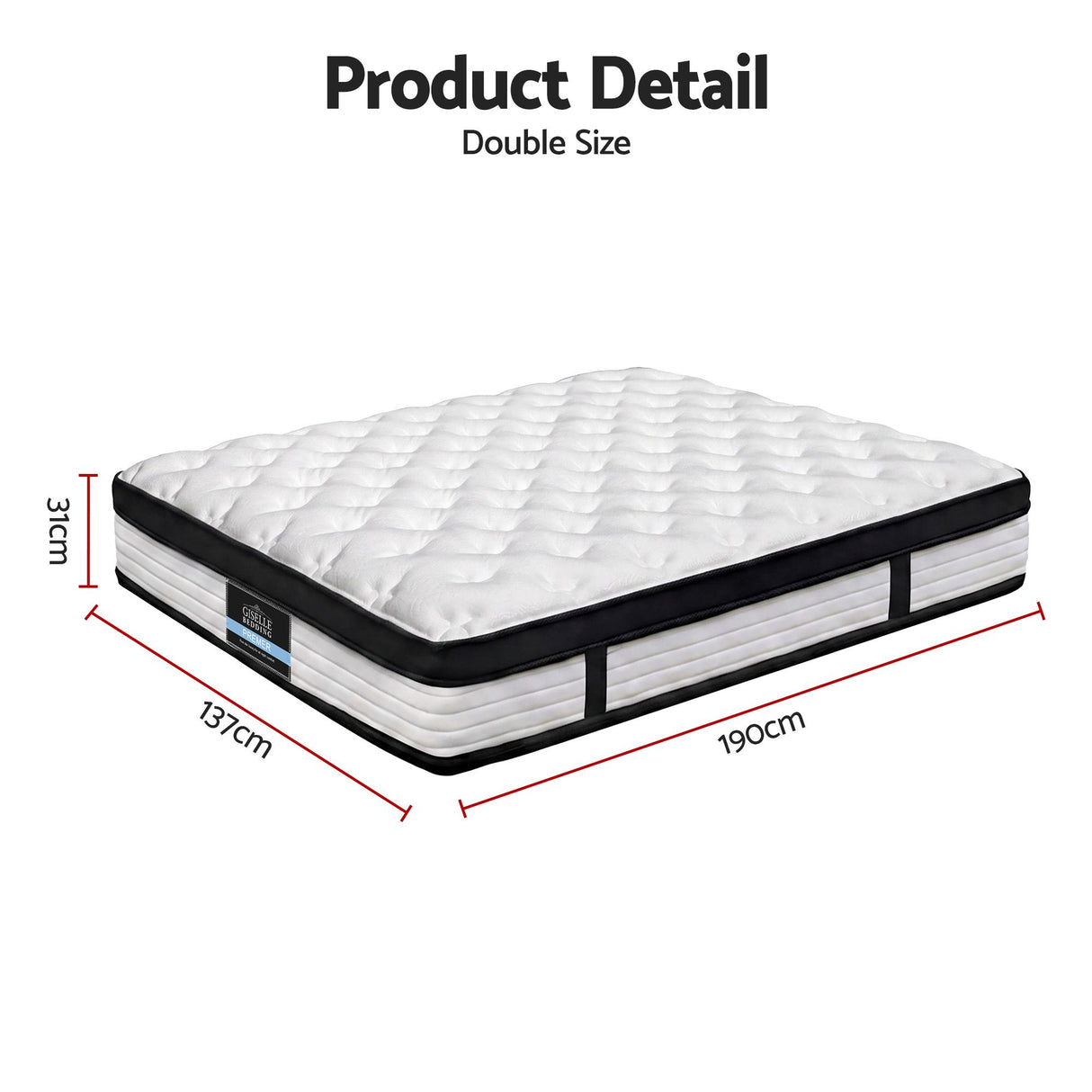 Giselle Bedding 31cm Mattress Euro Top Double