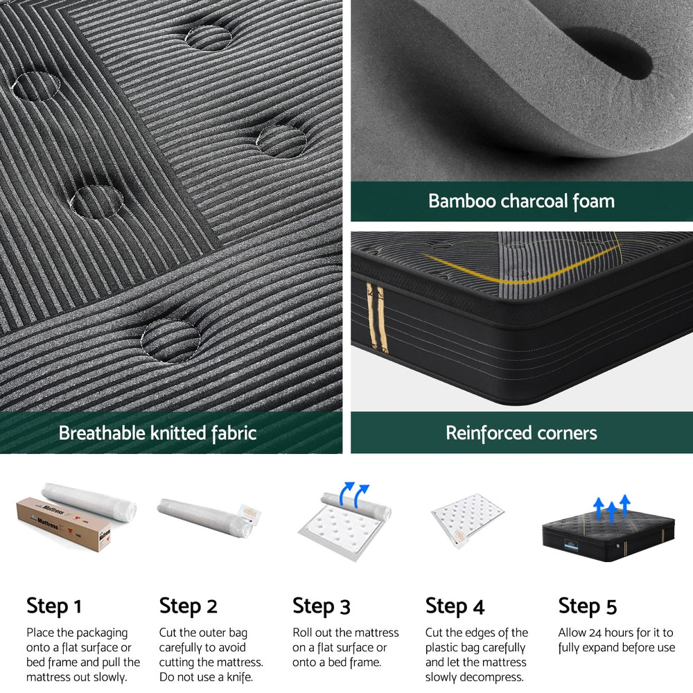 35cm Giselle Mattress Queen Bed Bamboo Pocket Firm Foam