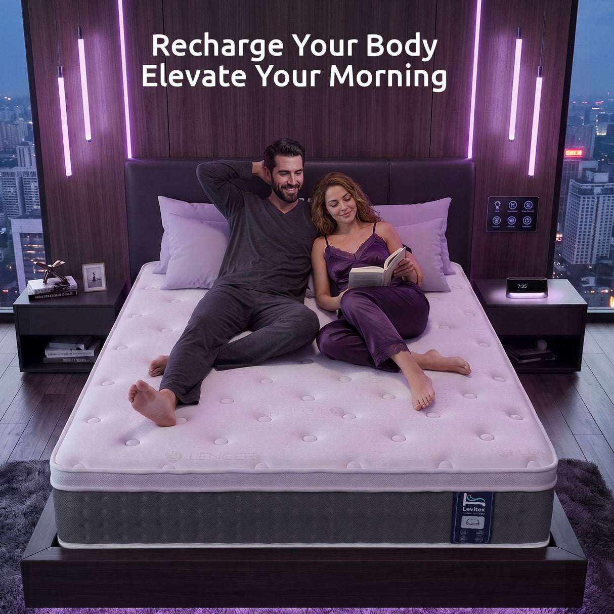 Levitex Double Mattress Lumbar Support, 5-Zone Pocket Springs & 2-Row Hardened Edges for Deep Sleep, Cooling Gel Memory & Egg-Crate Foam