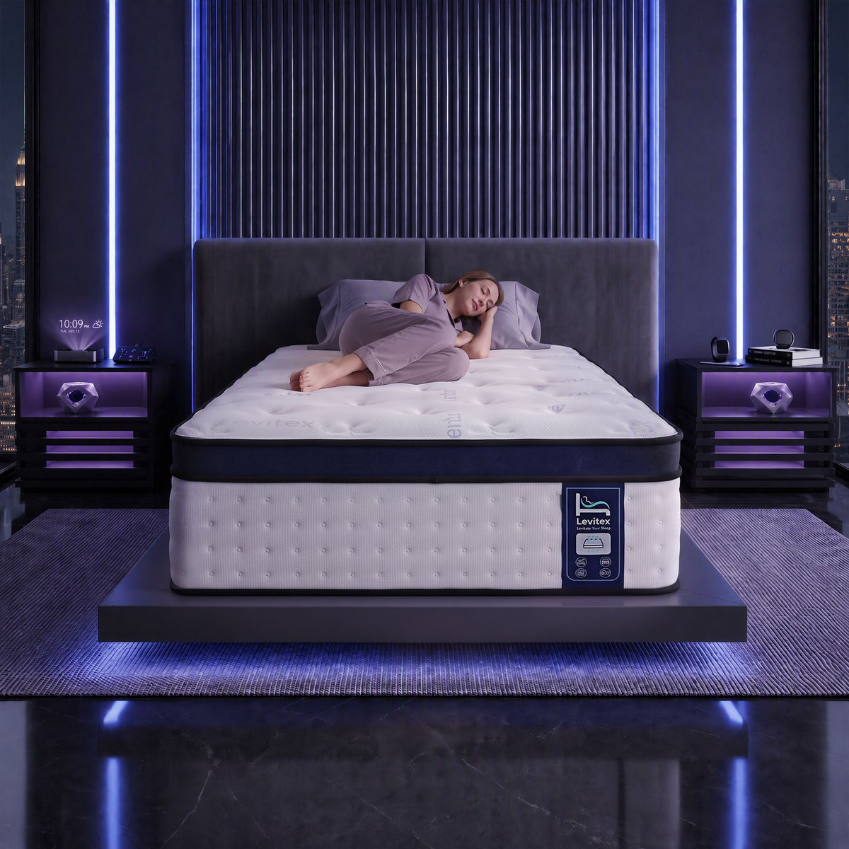 Levitex 35CM Single Mattresses Gel Memory Foam and 7-Zone Ergonomic Pocket Spring, Anti-Roll Dual-Row Edge, Triple Cooling System for Hot Sleepers
