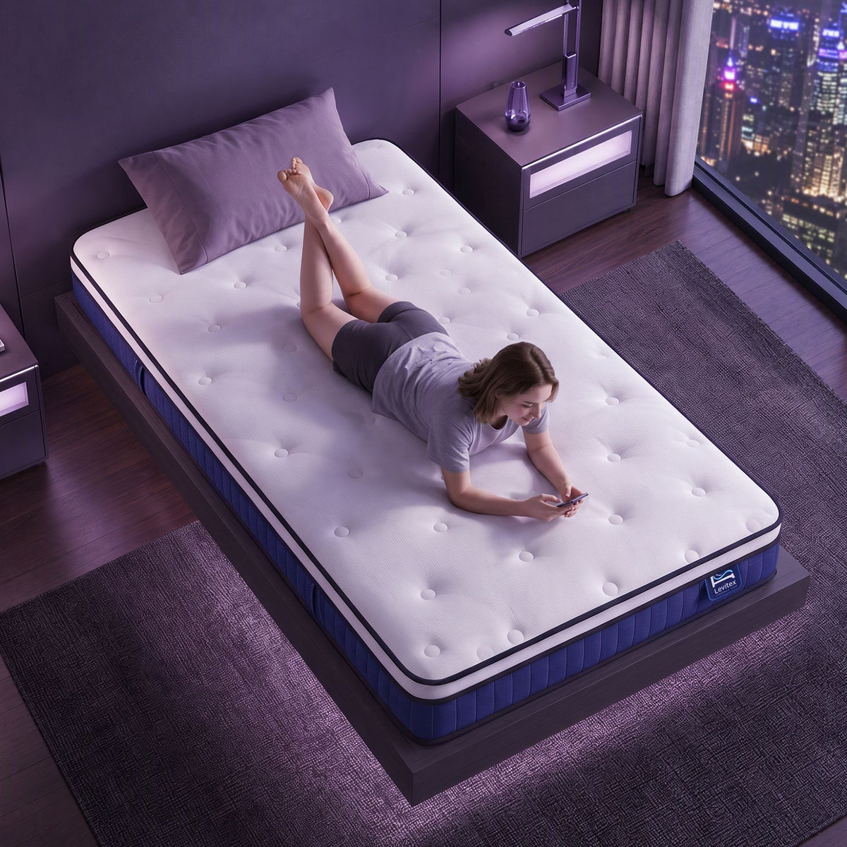 Levitex Single Mattress 23CM With Pocket Spring & Cooling Gel Foam, Medium-Firm Full-Body Support, Mattresses In A Box