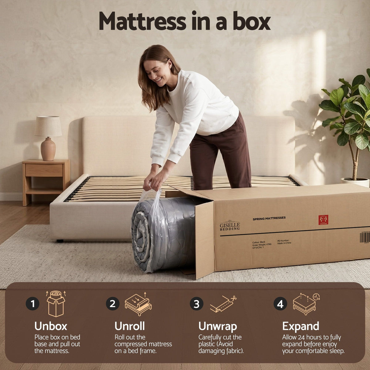 Giselle Mattress 35cm Hybrid Pocket Spring Euro Top King