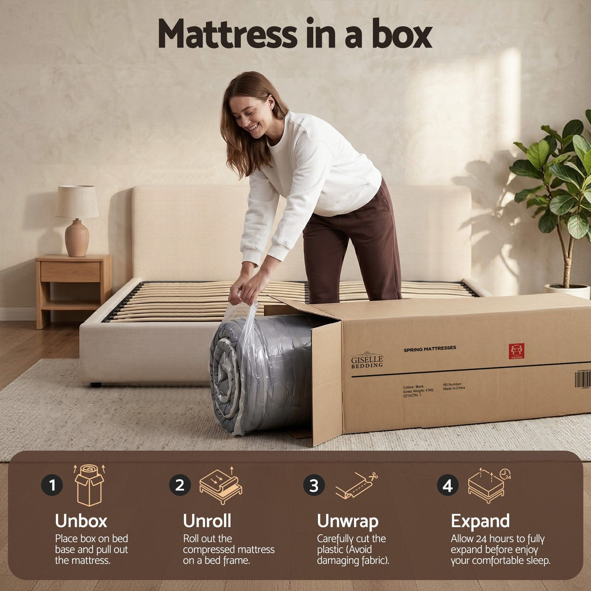 Giselle Mattress 35cm Hybrid Pocket Spring Euro Top King