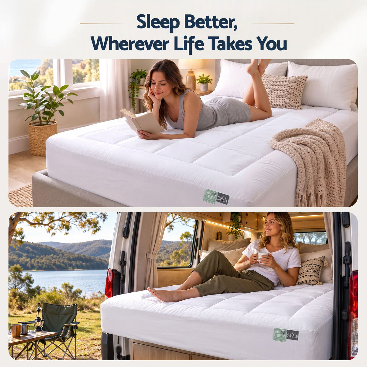 Giselle 5cm Double Memory Foam Mattress Topper Pillow Top with Gel Foam