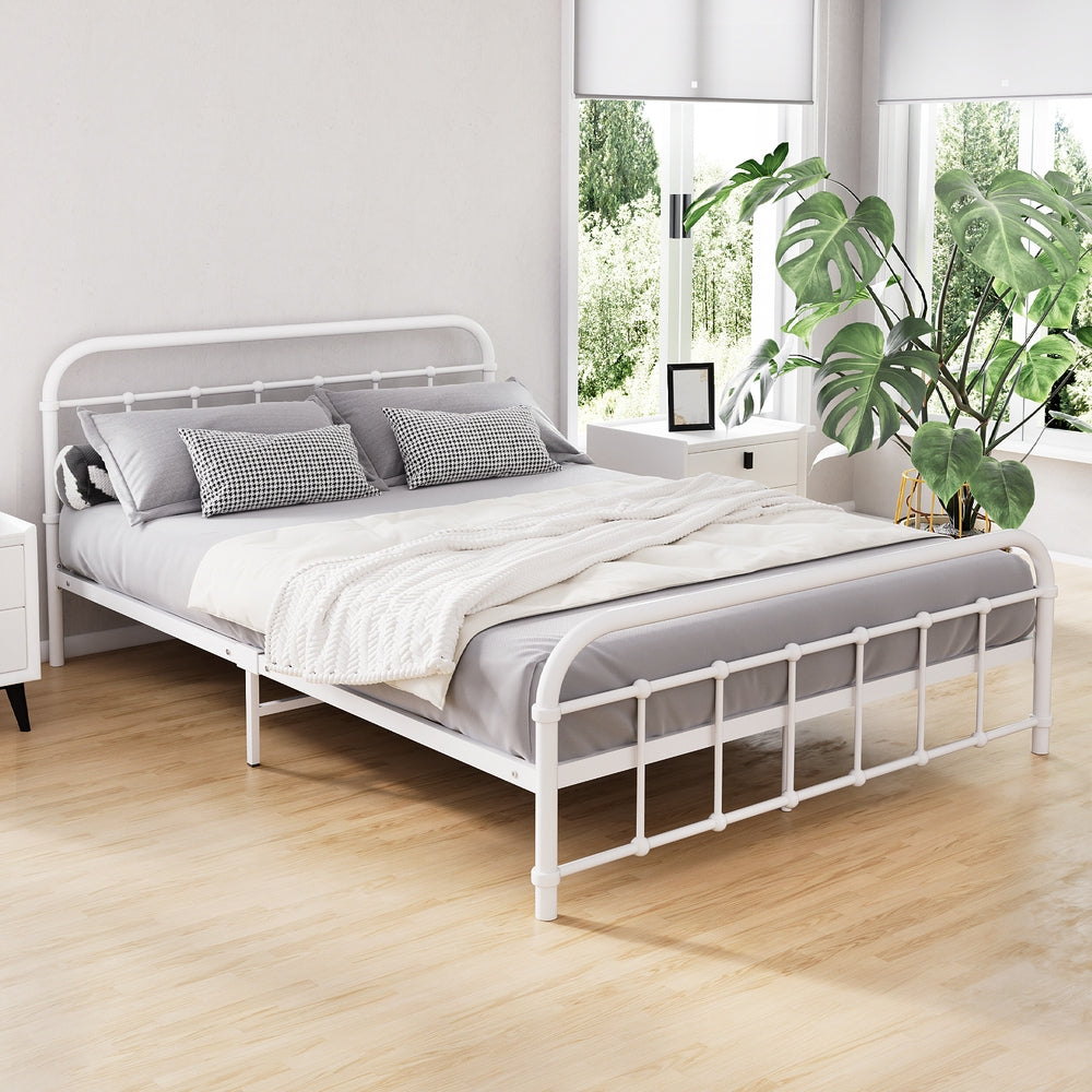 Artiss Bed Frame Metal Bed Frame LEO - Double (White)