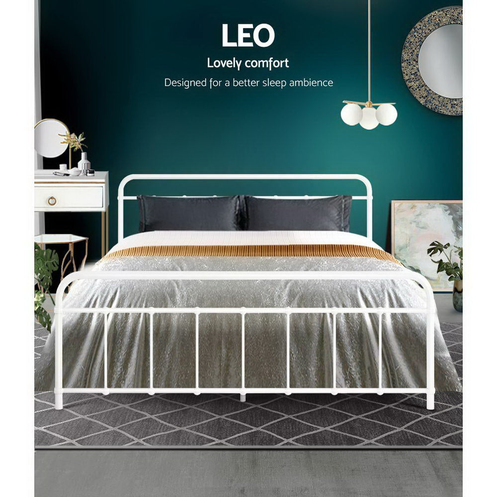 Artiss Bed Frame Metal Bed Frame LEO - Queen (White)