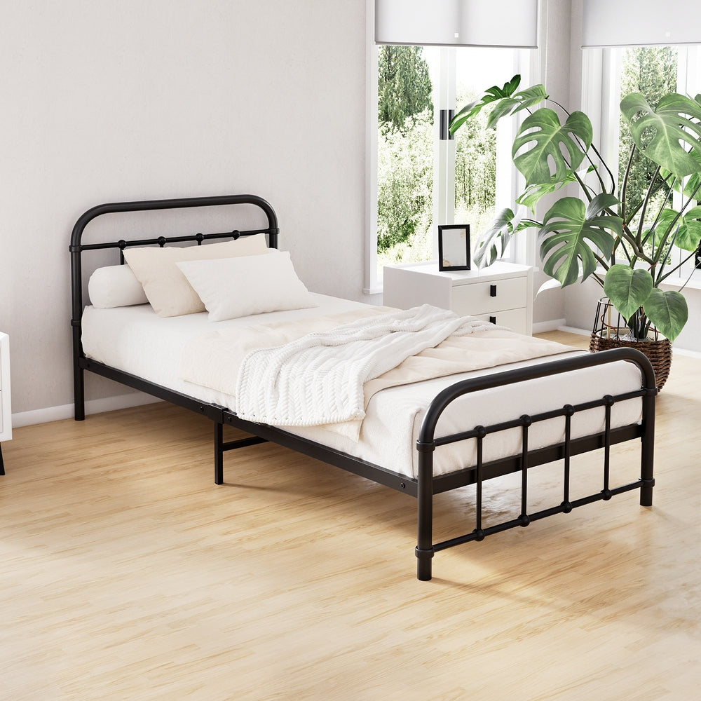 Artiss Bed Frame Metal Bed Frame LEO - Single (Black)