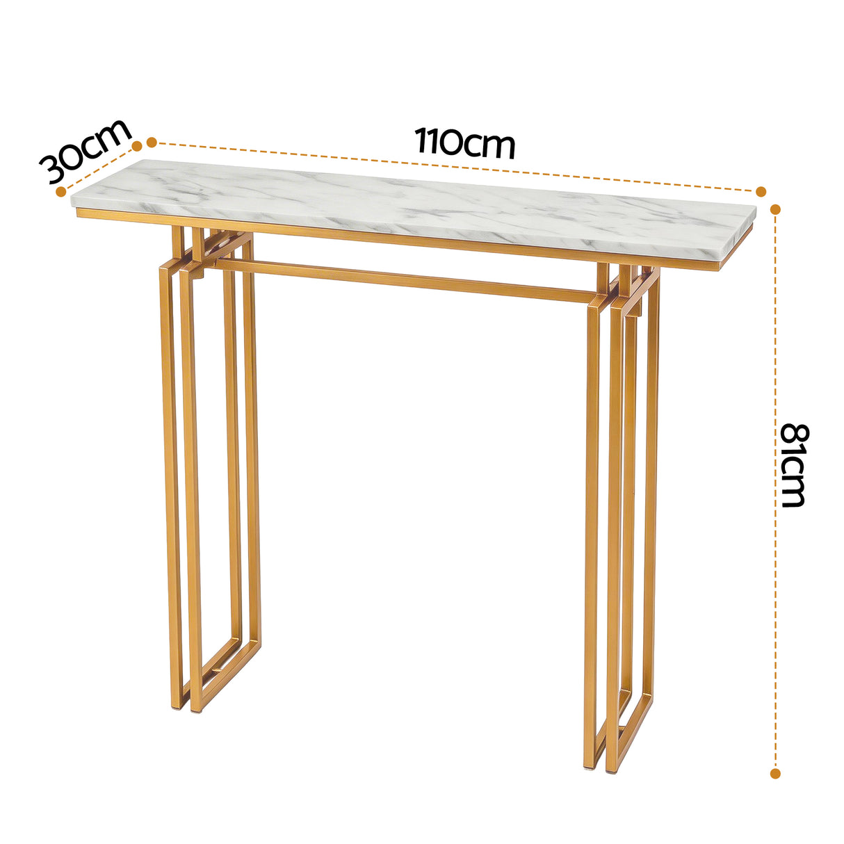 Artiss Console Table Hallway Entryway Table Marble Effect 110CM White & Gold
