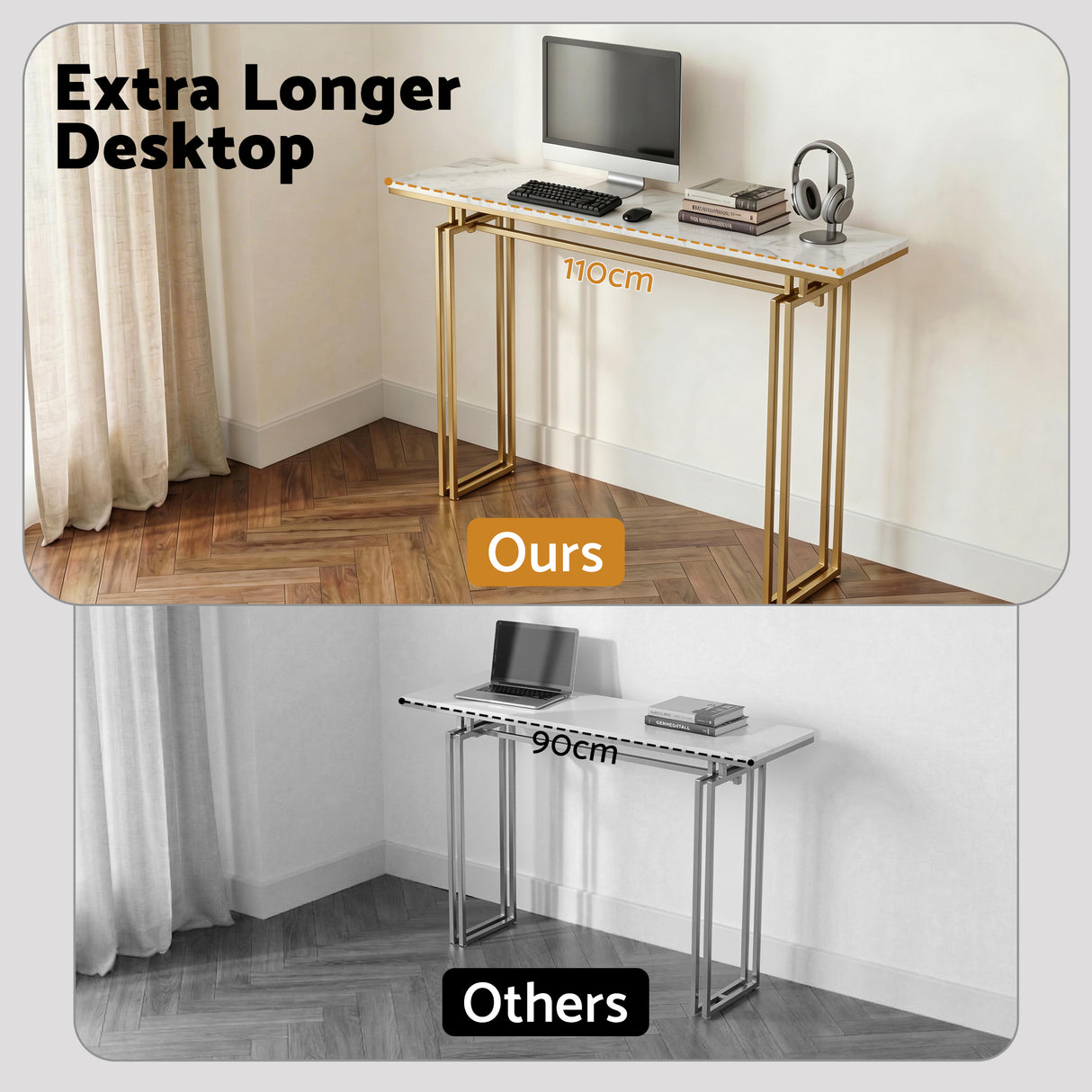 Artiss Console Table Hallway Entryway Table Marble Effect 110CM White & Gold