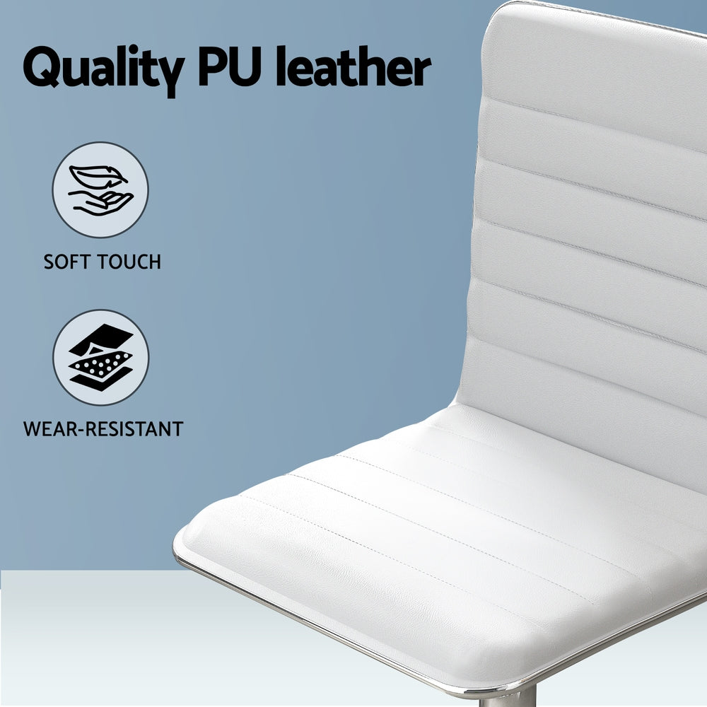 Artiss Computer Desk 120cm Executive Office Chairs Set PU Leather Low Back White