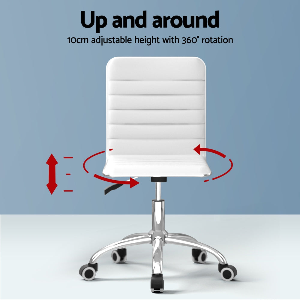 Artiss Computer Desk 120cm Executive Office Chairs Set PU Leather Low Back White