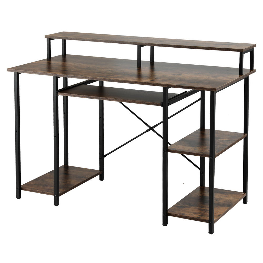 Artiss Computer Desk Laptop Desks Home Office Study Table Open Shelf Brown 120CM