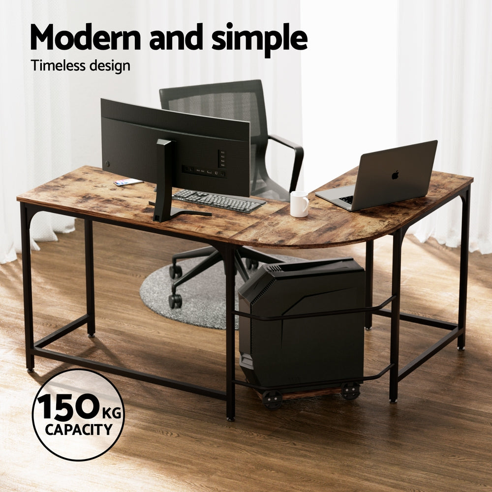 L-shaped Brown Computer Desk
