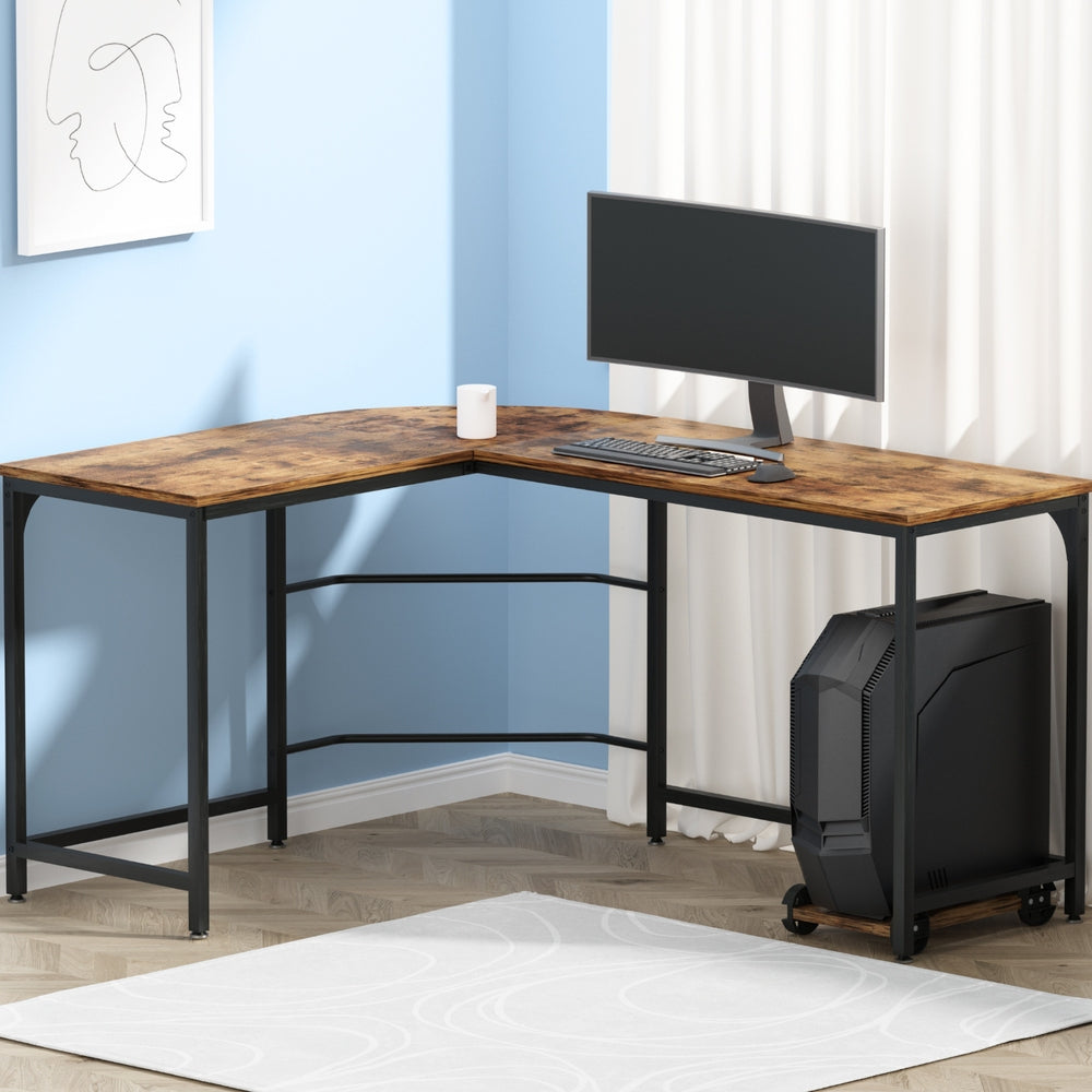 L-shaped Brown Computer Desk
