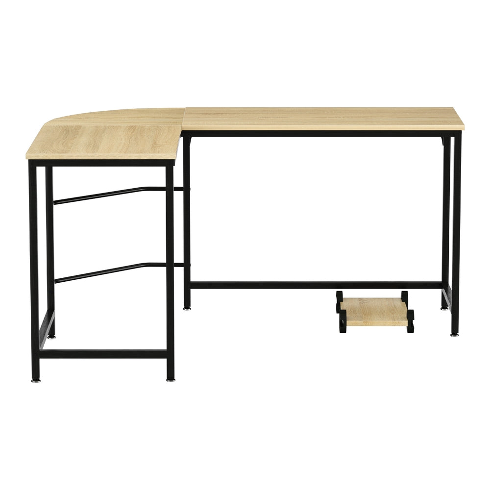 L-shaped Computer Desk - Oak & Black