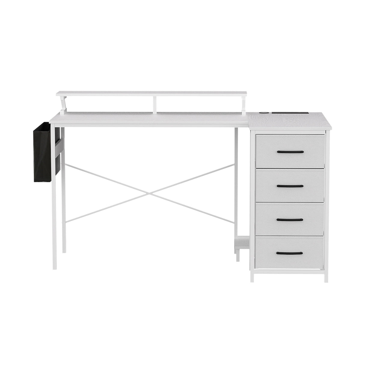 Artiss 140cm L Shaped Gaming Desk Computer Desk with LED Lights & Power Outlets