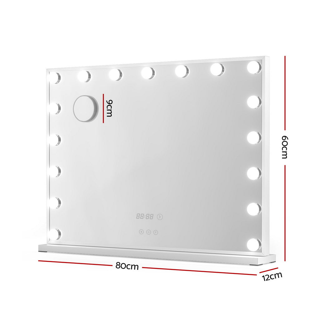 Embellir Makeup Mirror 80x60cm Hollywood Vanity with LED Light Tabletop White
