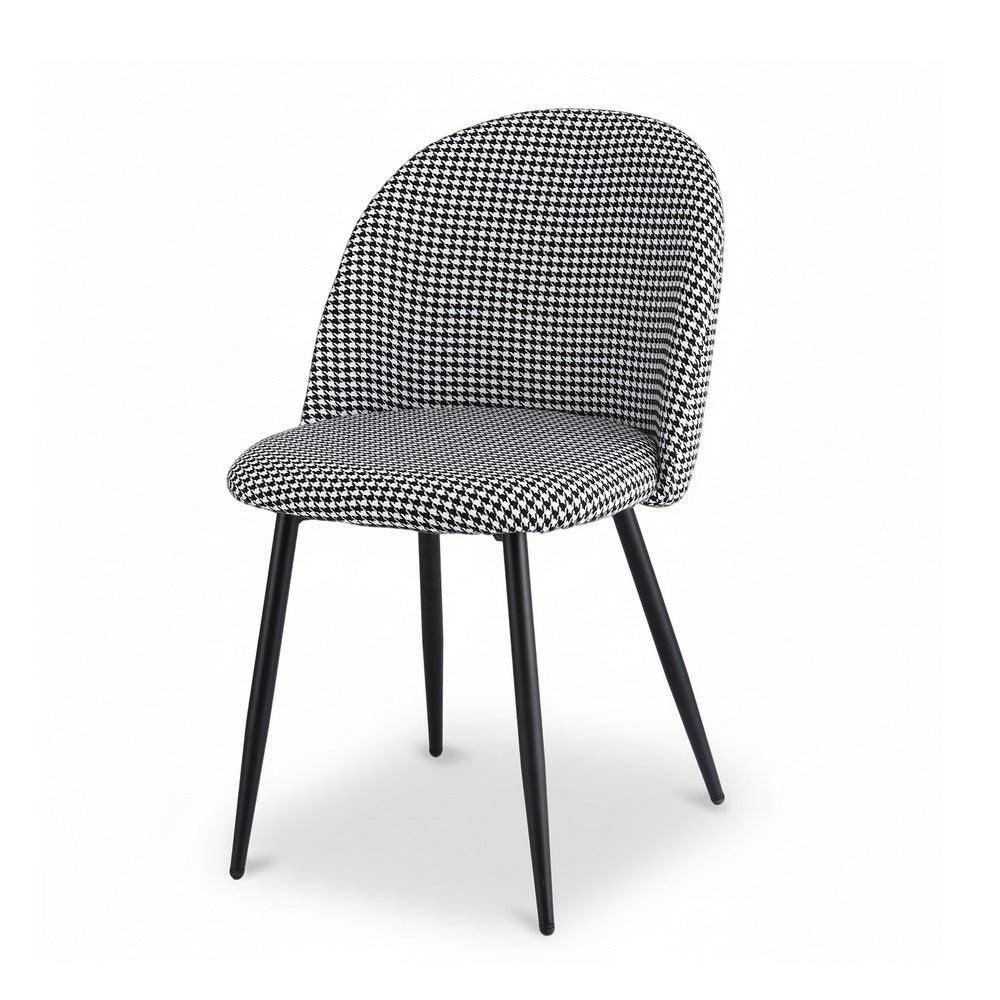 Artiss Dining Chairs Set of 2 Linen Solid Curved Houndstooth