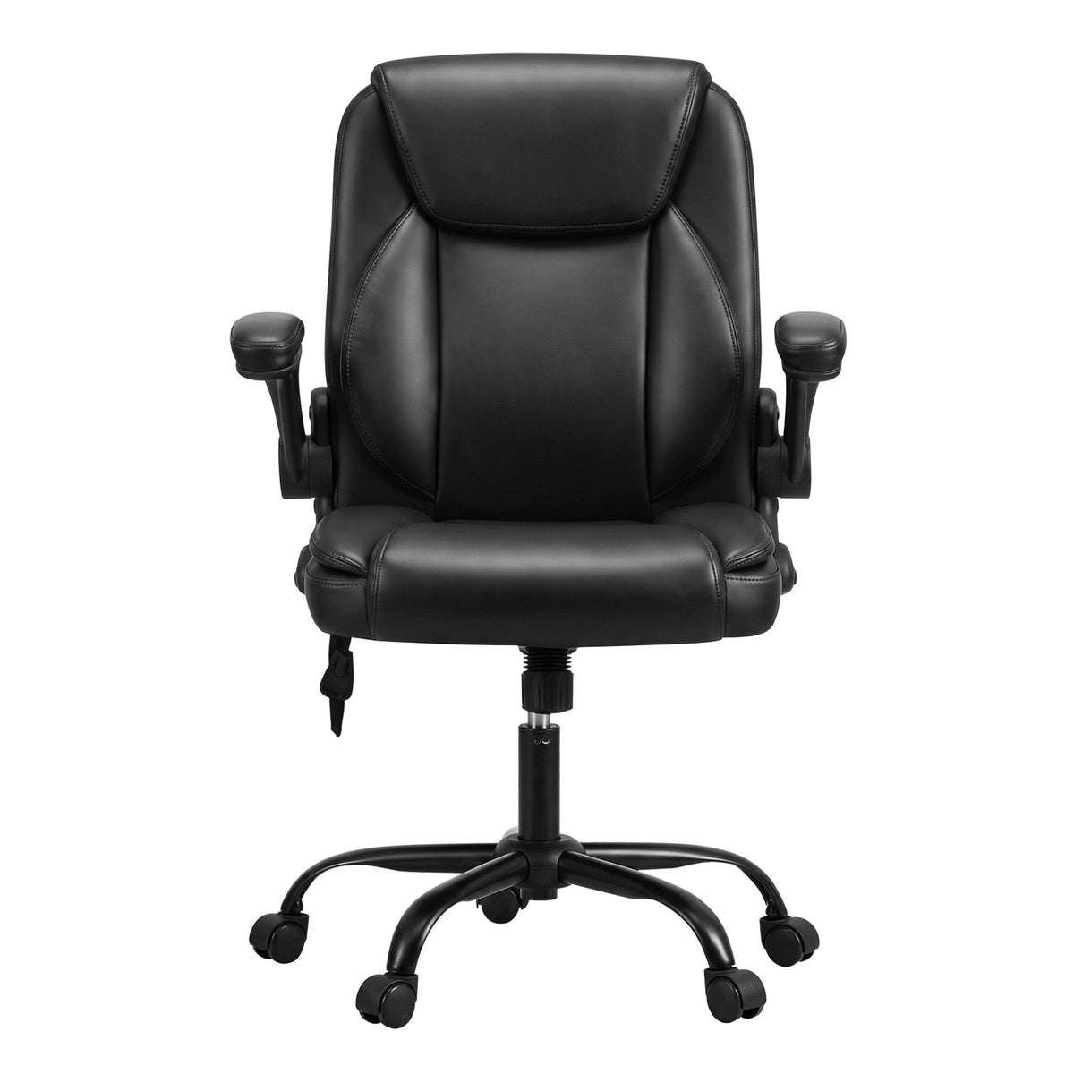 2 Point Massage Office Chair Leather Mid Back Black