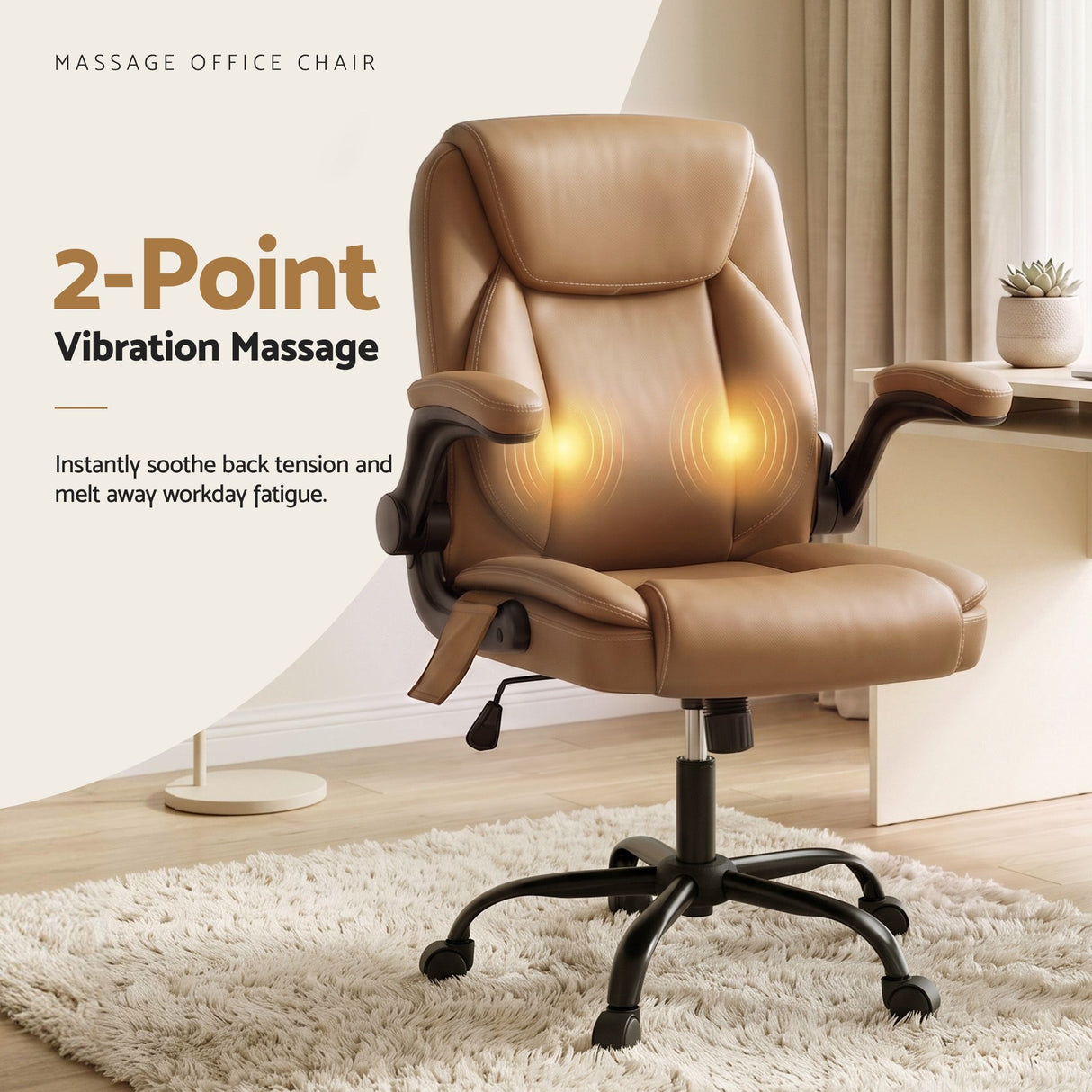 Ayla 2 Point Massage Office Chair Leather Mid Back Espresso
