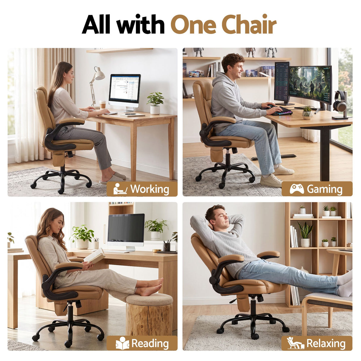 Ayla 2 Point Massage Office Chair Leather Mid Back Espresso