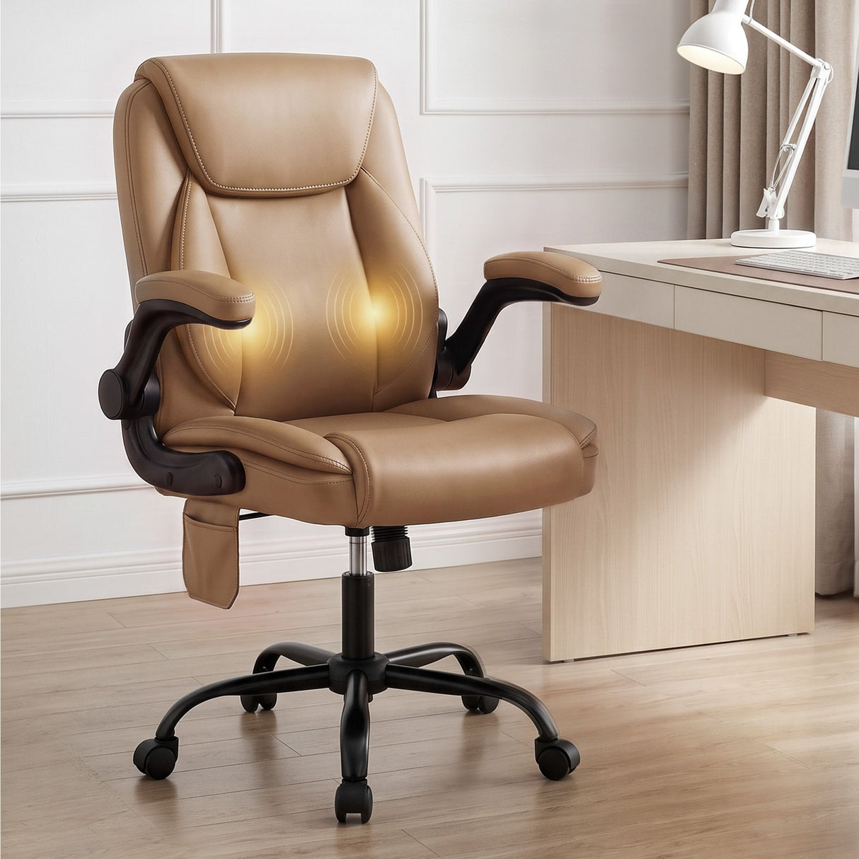 Ayla 2 Point Massage Office Chair Leather Mid Back Espresso