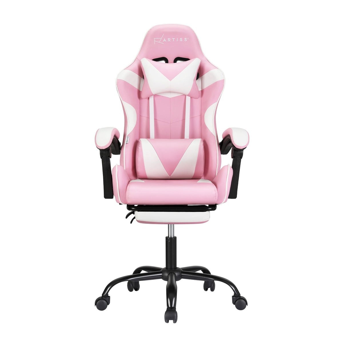 2 Point Massage Gaming Office Chair Footrest Pink