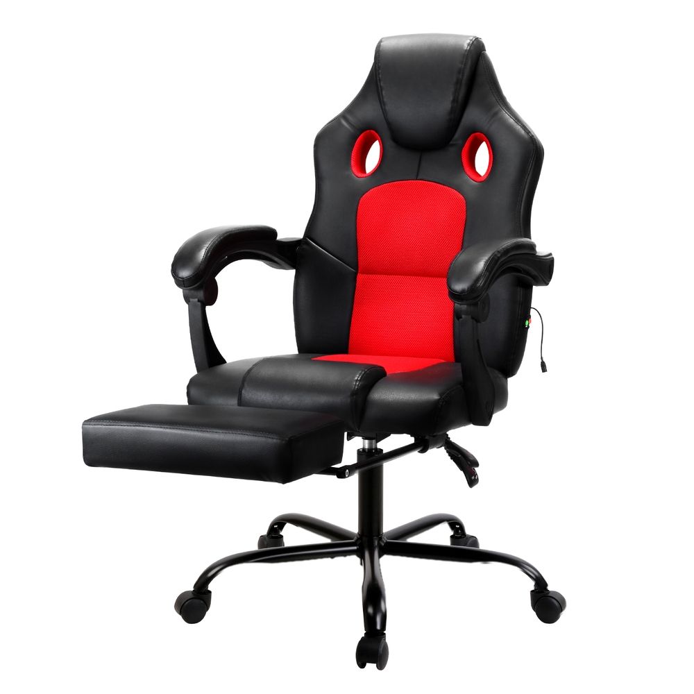 2 Point Massage Gaming Office Chair PU Leather Red