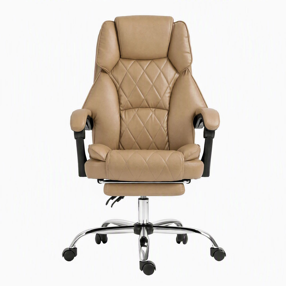 Office Chair PU Leather Tan Adjustable Height