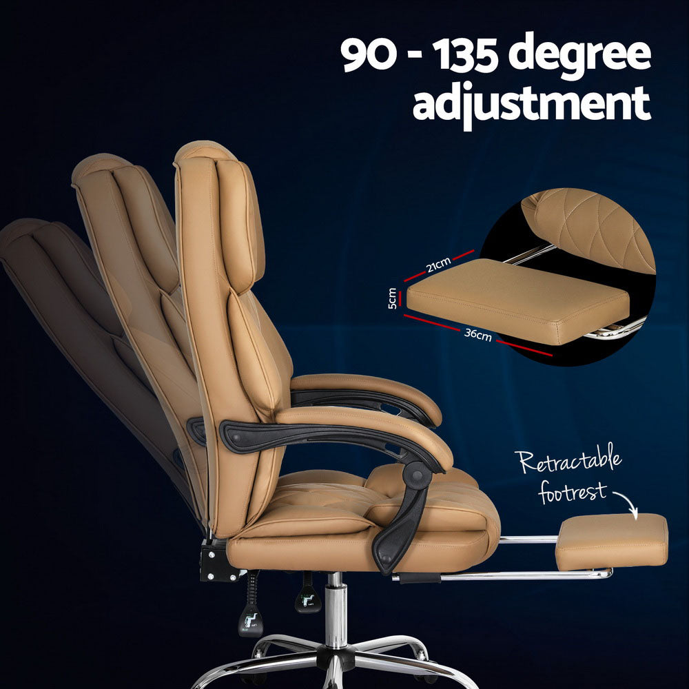 Office Chair PU Leather Tan Adjustable Height
