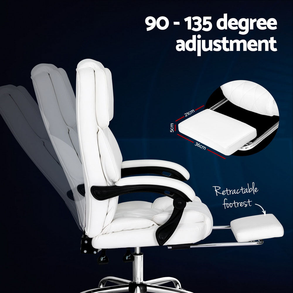 Office Chair Fabric & Foam White Adjustable Height