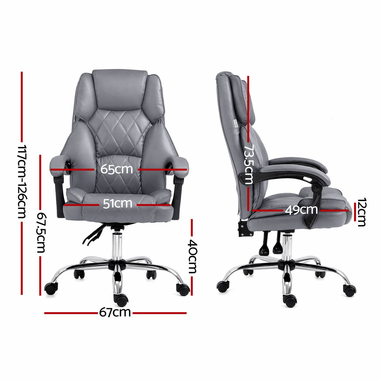 Artiss Executive Office Chair Recliner Grey