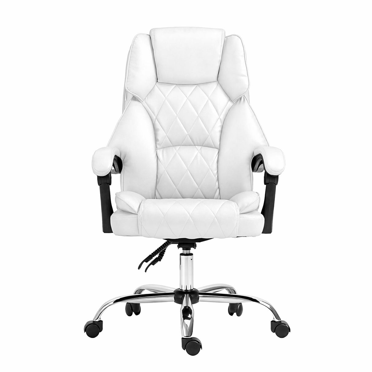 Office Chair Fabric & Foam White Adjustable Height