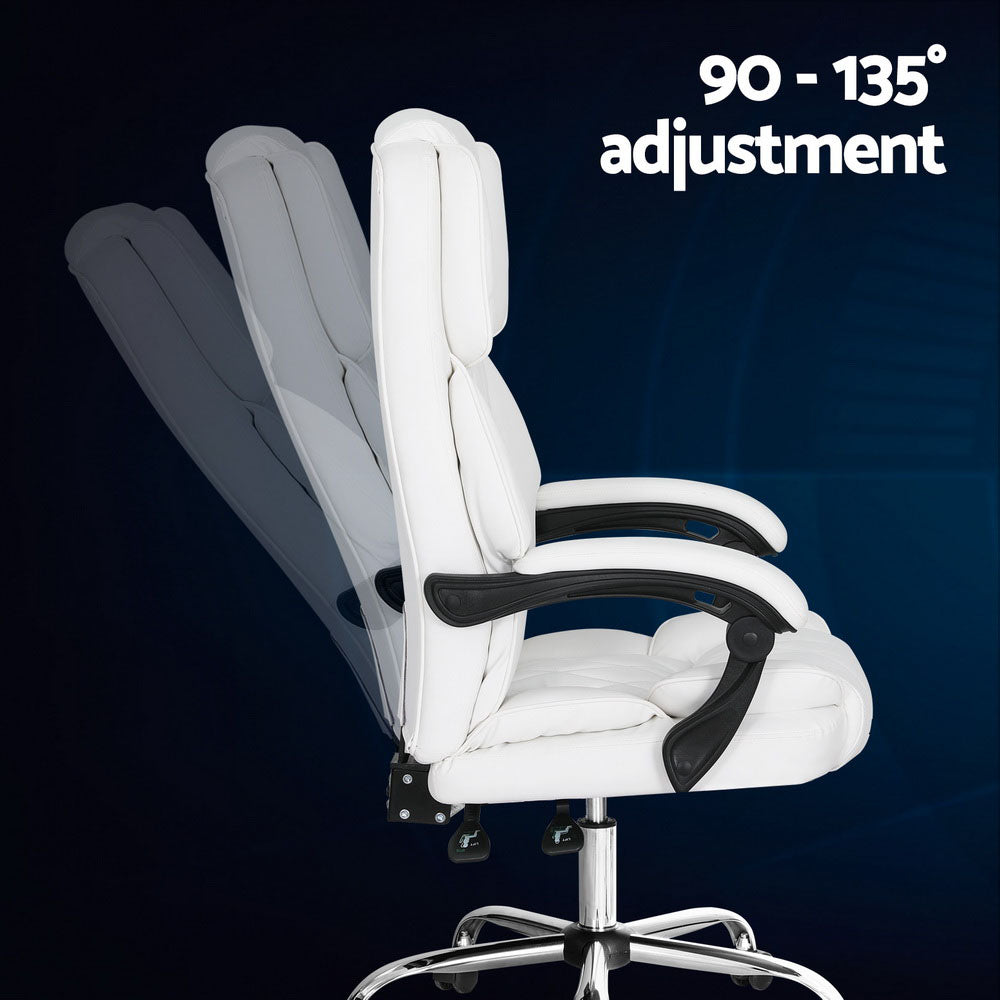 Office Chair Fabric & Foam White Adjustable Height