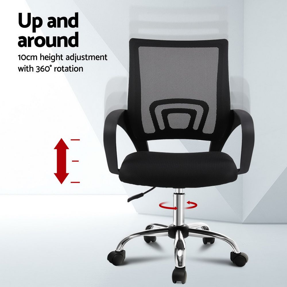 Artiss Mesh Office Chair Mid Back Black