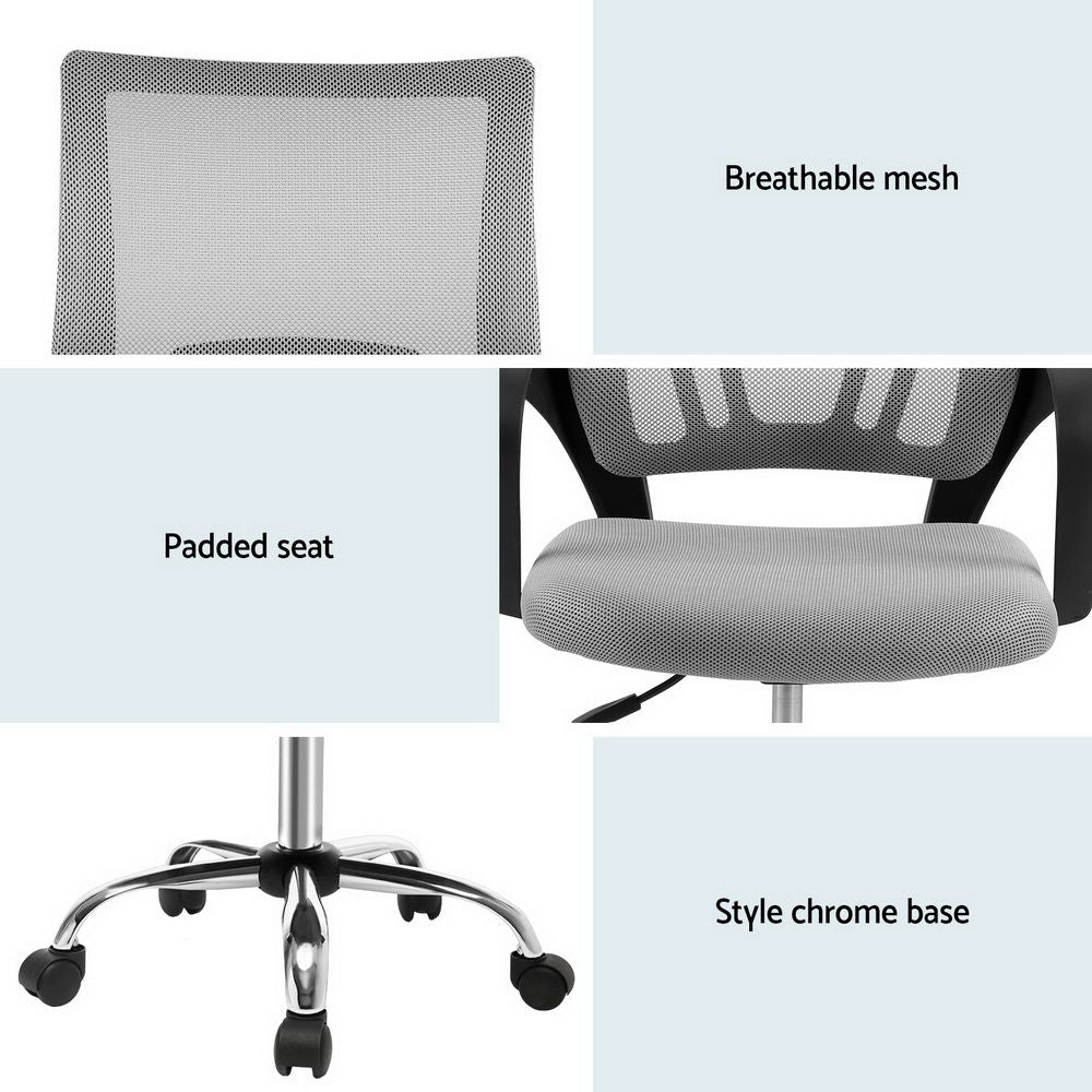 Artiss Mesh Office Chair Mid Back Grey