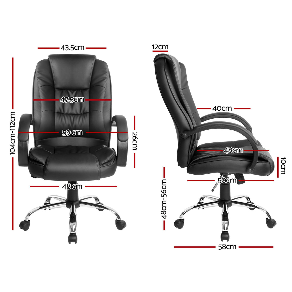 Artiss Executive Office Chair Leather Tilt Black