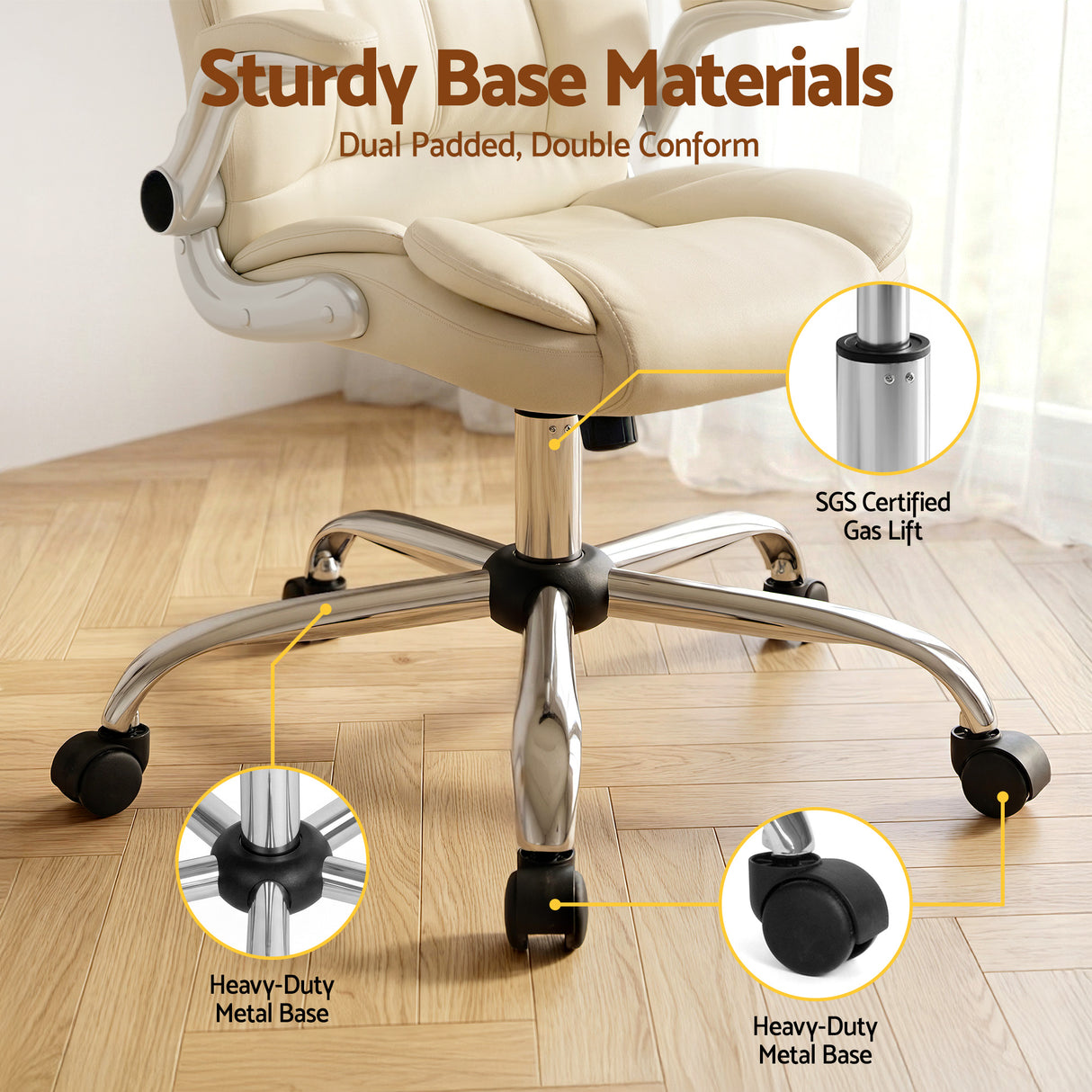 Artiss Executive Office Chair Leather Tilt Beige