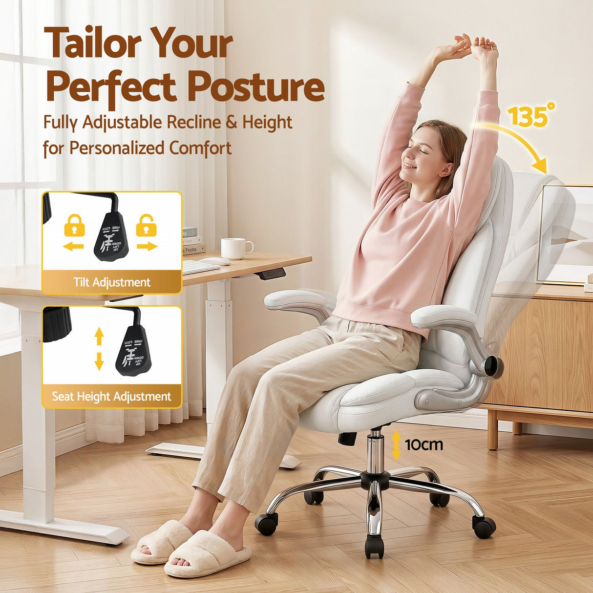 Artiss Executive Office Chair Leather Tilt White