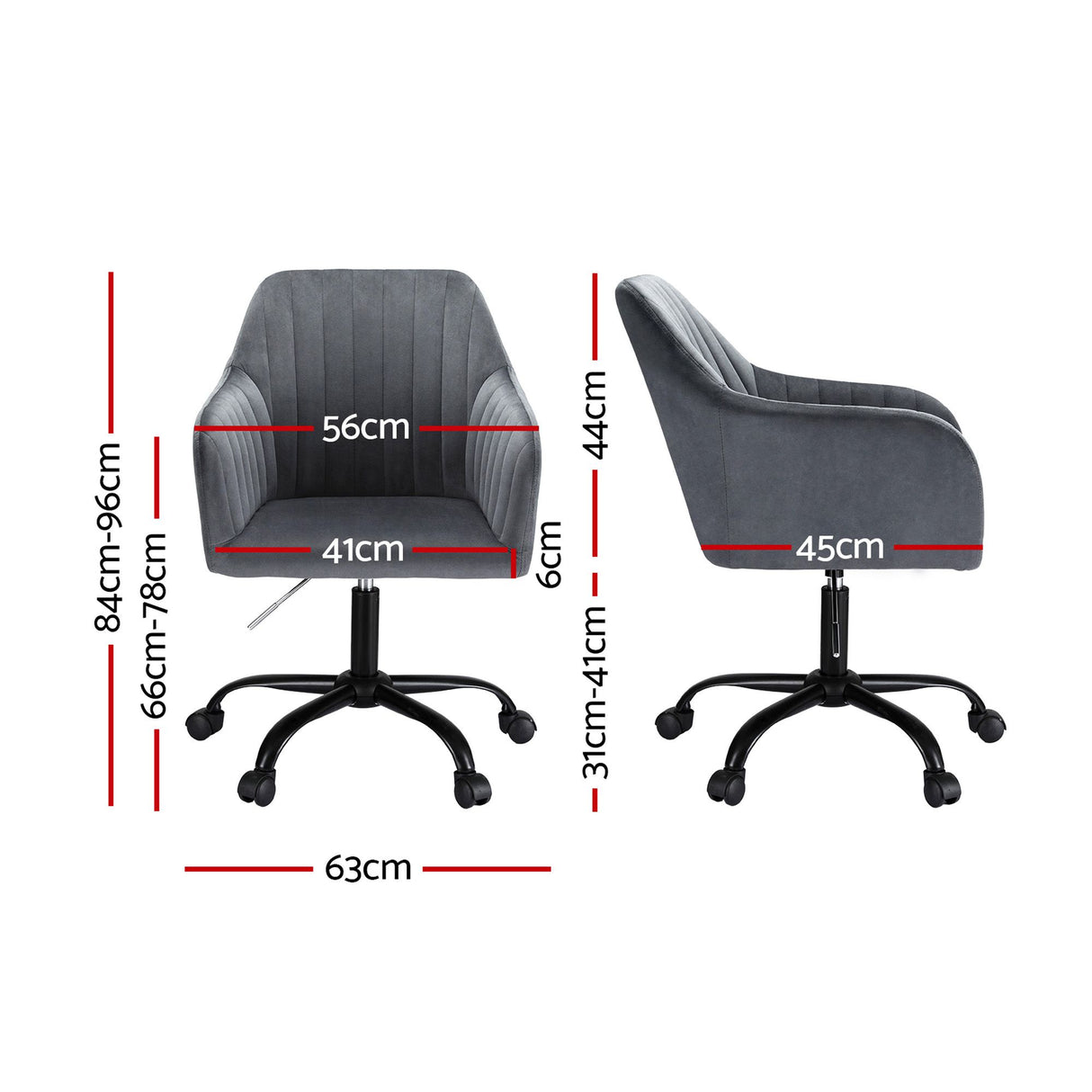 Artiss Office Chair Velvet Seat Dark Grey