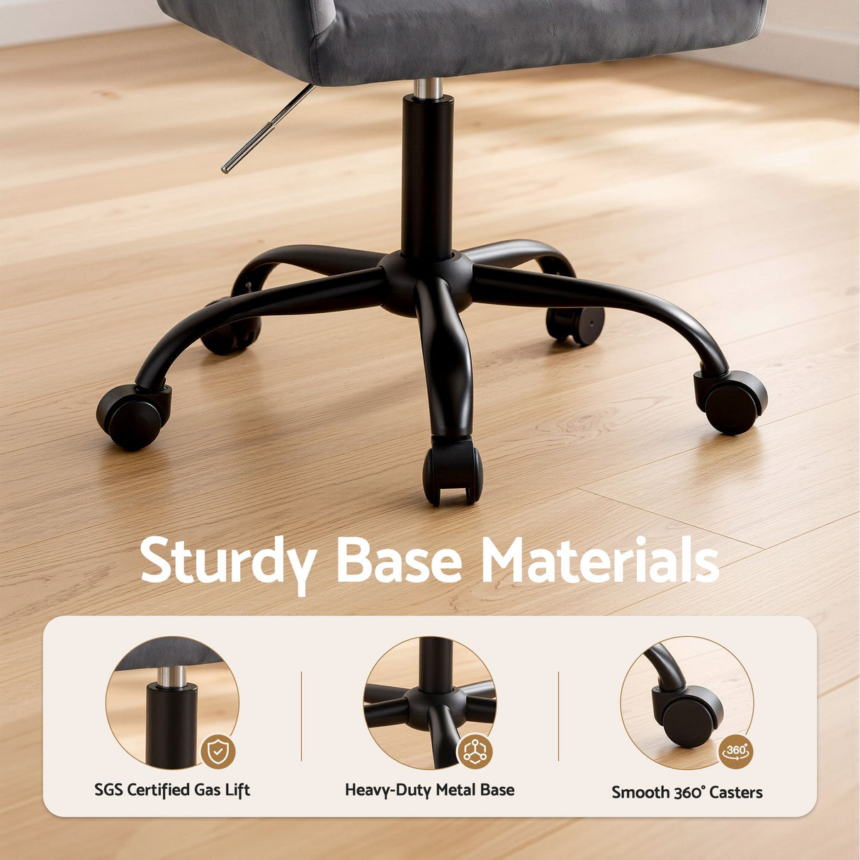 Artiss Office Chair Velvet Seat Dark Grey