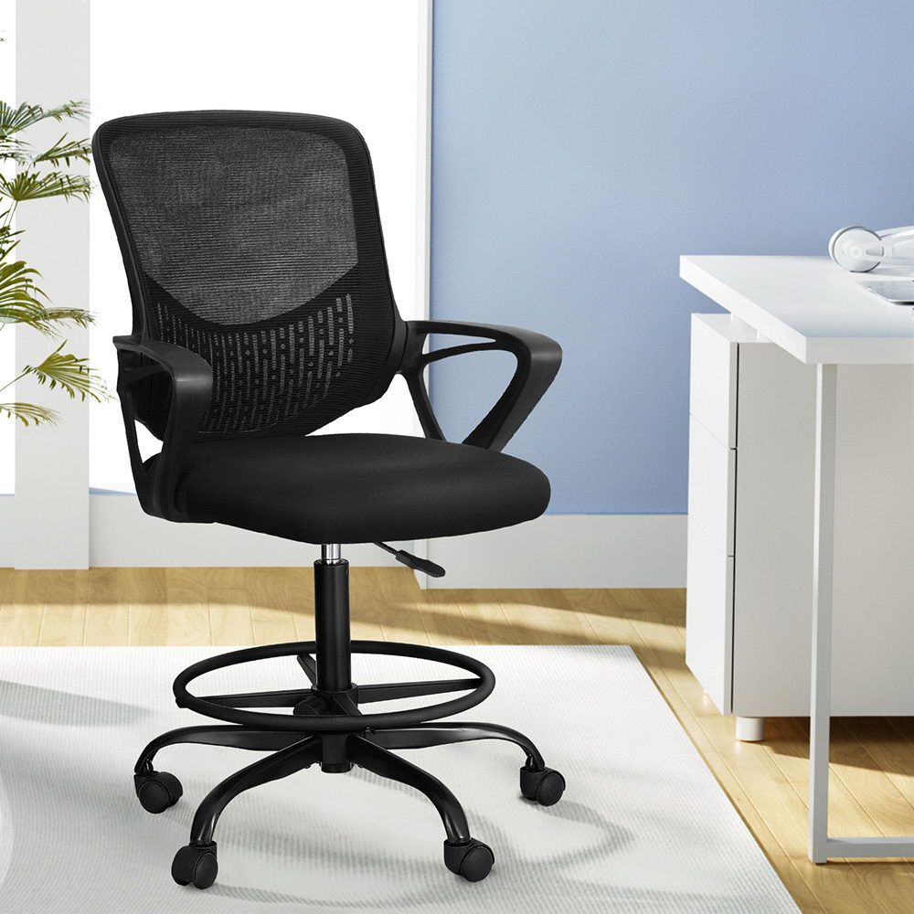 Artiss Office Chair Drafting Stool Mesh Chairs Black